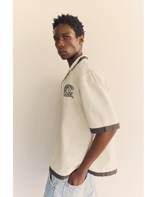 Pull&Bear Natural Cowboy Code Short Sleeve Shirt for men