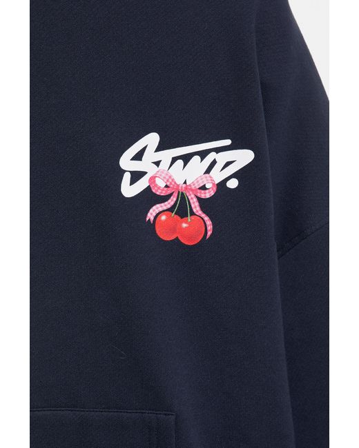 Felpa Cappuccio Stwd Ciliegie di Pull&Bear in Blue