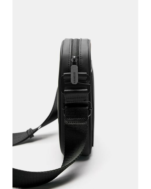 Pull&Bear Black Rubberised Crossbody Bag for men