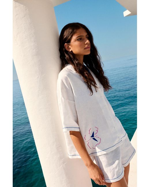 Pull&Bear White Henri Matisse Linen Shirt
