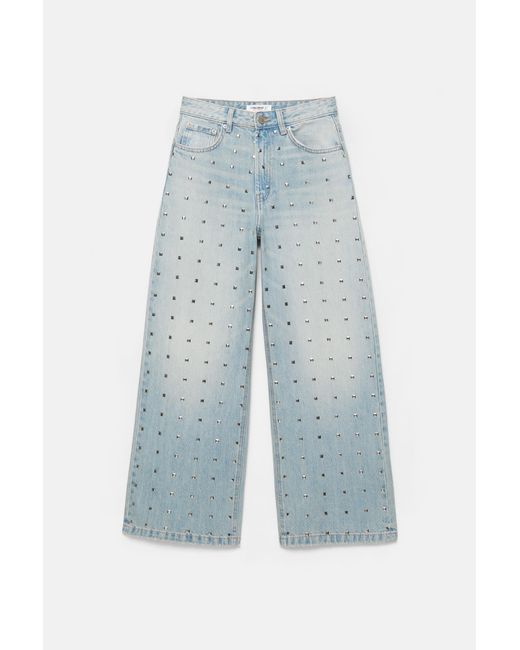 Pull&Bear White Baggy Jeans With Studs
