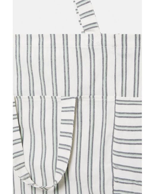 Pull&Bear White Striped Medium Tote Bag for men