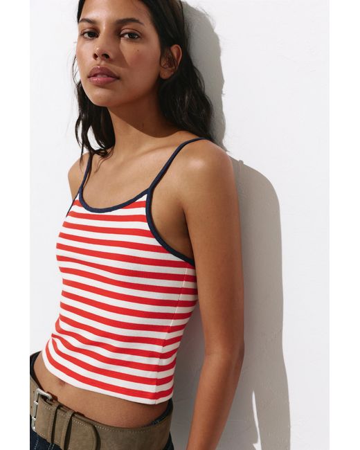 Pull&Bear Red Striped Strappy Top