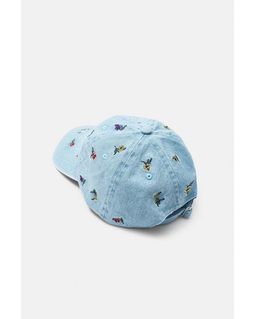 Pull&Bear Blue Embroidered Floral Cap