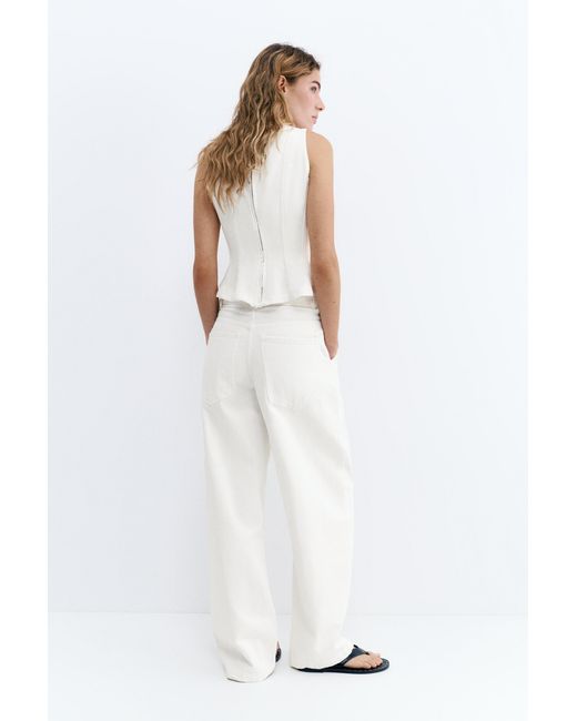 Pull&Bear White Denim Peplum Top