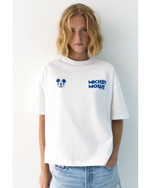 Pull&Bear Mickey Mouse T-Shirt in het White