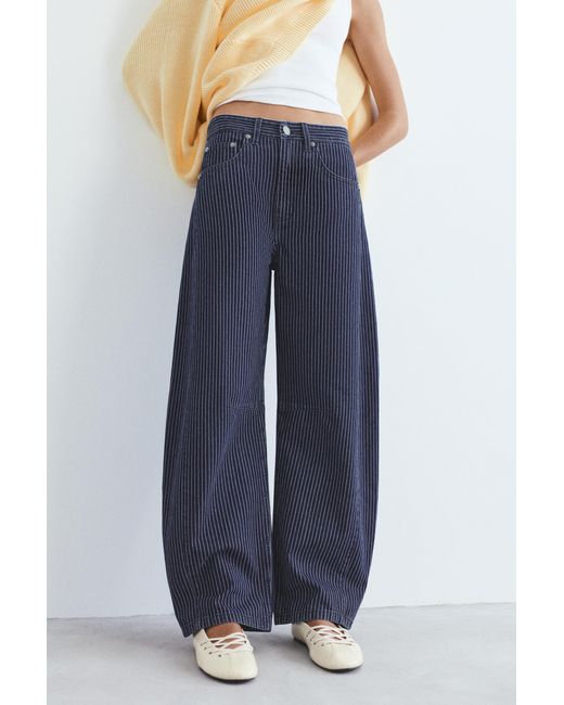 Pull&Bear Blue Striped Balloon Jeans