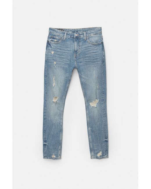 Pull&Bear Black Ripped Skinny Jeans for men