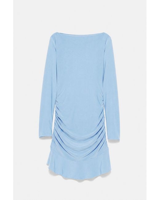 Robe Courte Froncée Pull&Bear en coloris Blue