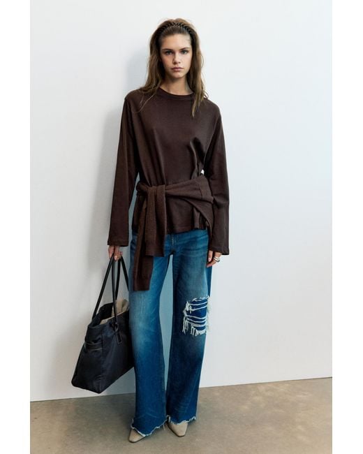 Pull&Bear Blue Oversize Long Sleeve T-Shirt