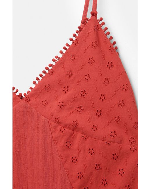 Pull&Bear Red Short Patchwork Dress With Embroidery