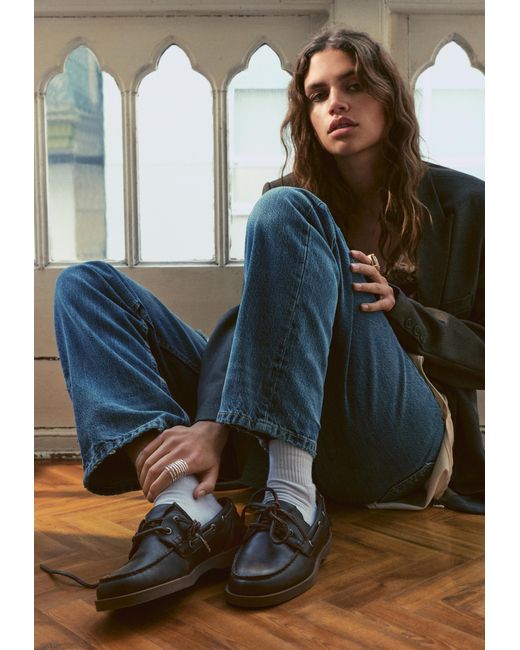 Pull&Bear Blue Distressed Lace-Up Shoes
