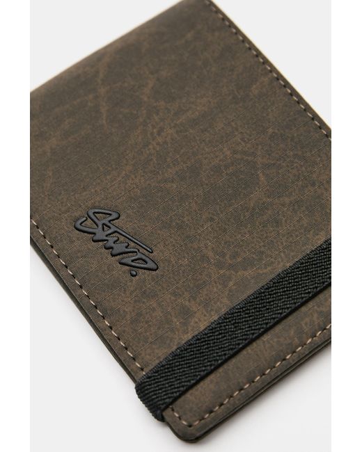 Pull&Bear Brown Distressed Fabric Stwd Wallet for men