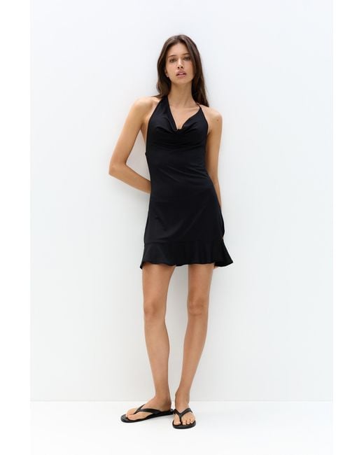 Pull&Bear Black Short Dress With Open Back