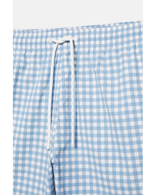 Pull&Bear Blue Gingham Check Swimsuit for men