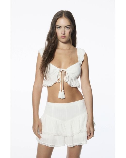 Pull&Bear White Skort With Ruffles