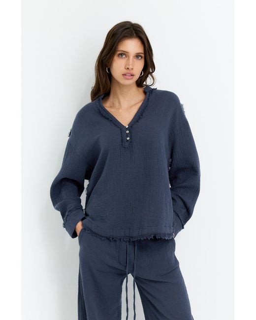 Pull&Bear Blue Rustic Oversize Shirt