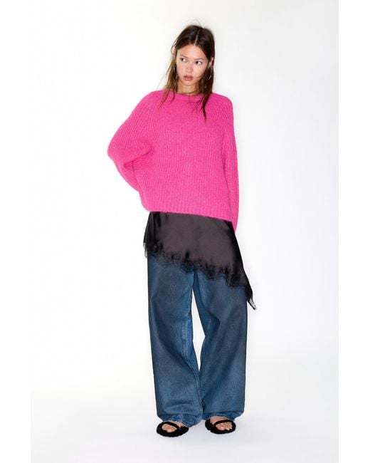Pull&Bear Pink Purl Knit Sweater