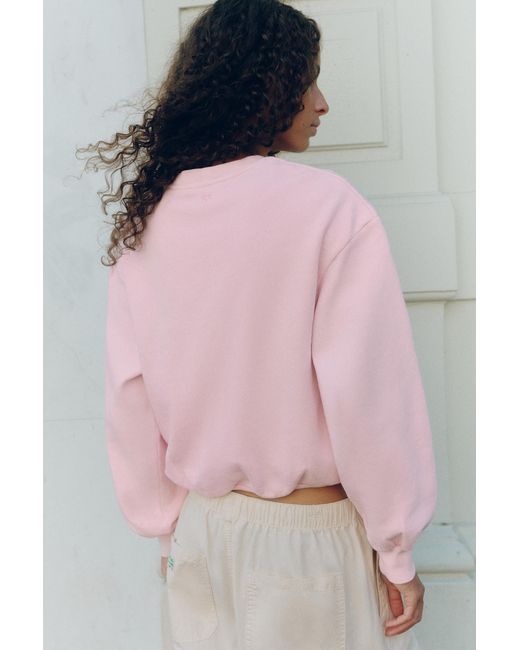 Pull&Bear Pink Cropped Round Neck Sweatshirt
