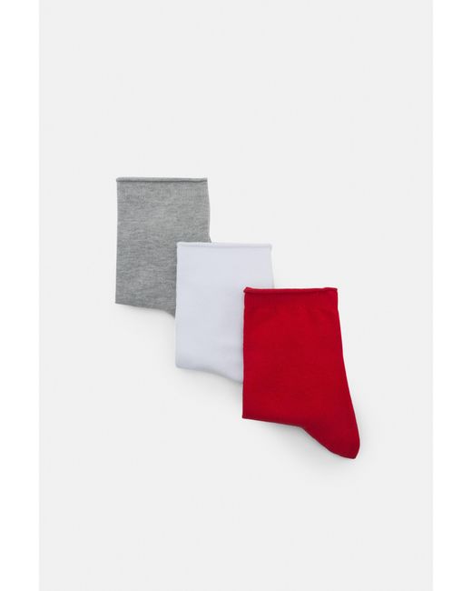 Pull&Bear Red Pack Of 3 Pairs Of Basic Socks