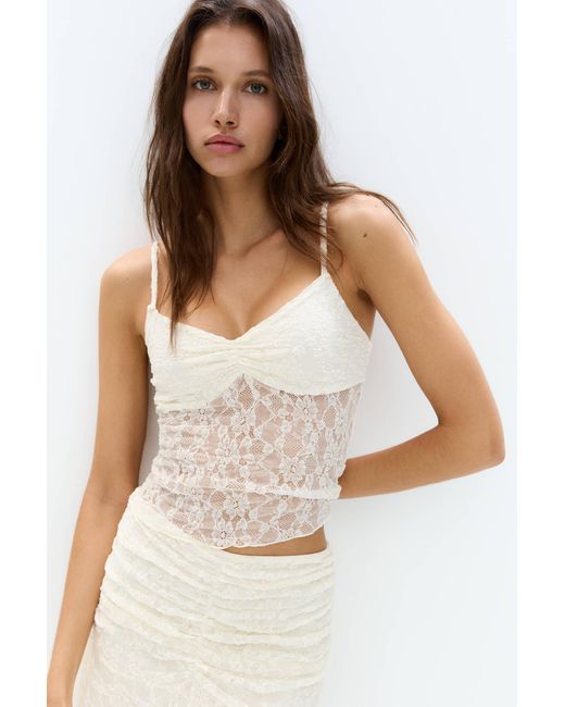 Pull&Bear White Trägertop Mit Spitze
