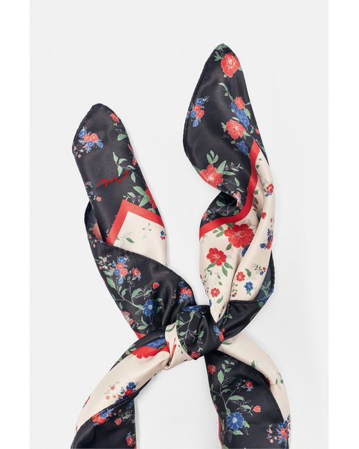 Pull&Bear White Floral Satin Scarf
