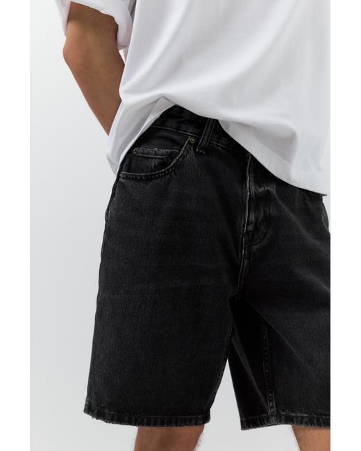 Pull&Bear Black Standard Denim Bermuda Shorts for men
