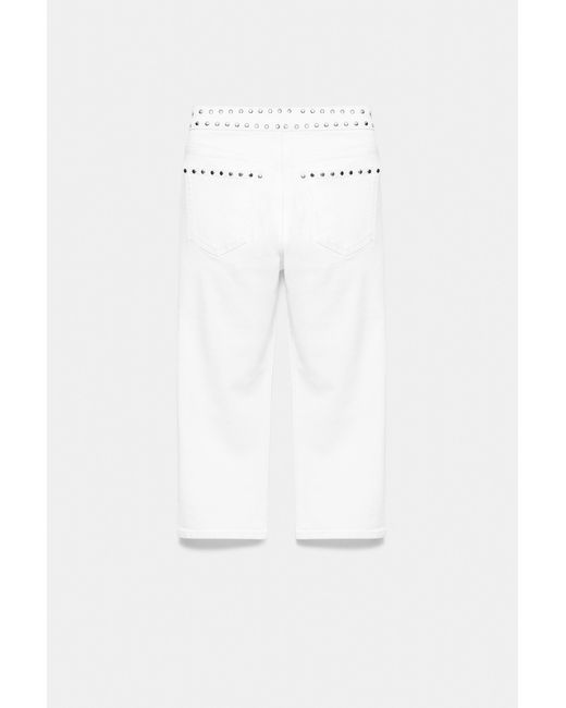 Pull&Bear Witte Capri Jeans Met Studs in het White