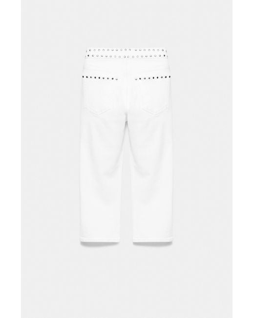 Pull&Bear Witte Capri Jeans Met Studs in het White