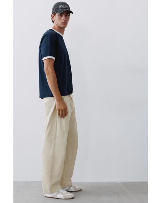 Pull&Bear White Baggy Jogger Pants for men
