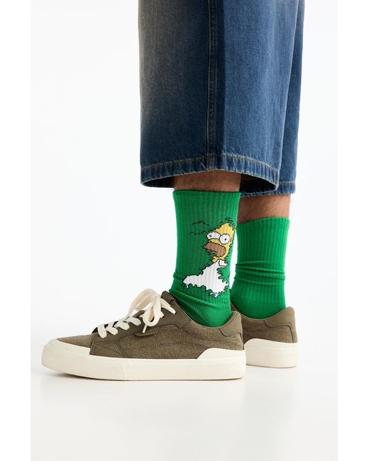 Pull&Bear Green Homer Simpson Long Socks for men
