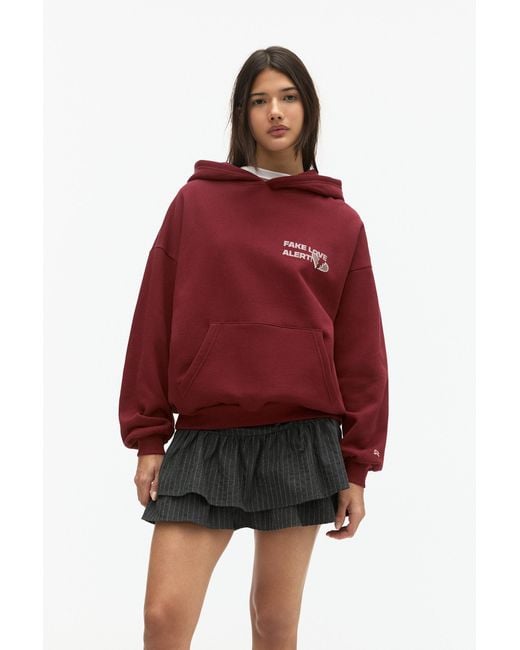 Pull&Bear Red Love Hoodie