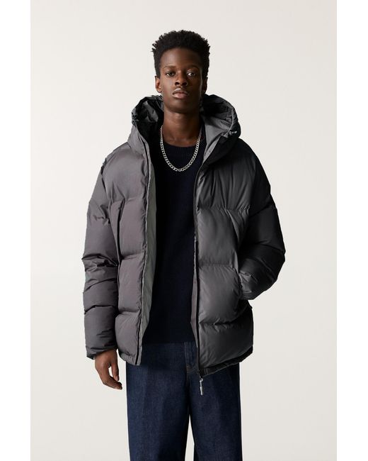 Pull&Bear Blue Puffer Jacket With Hood for men