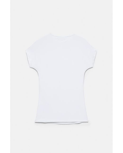 Pull&Bear Natural Cut-Out Neck T-Shirt