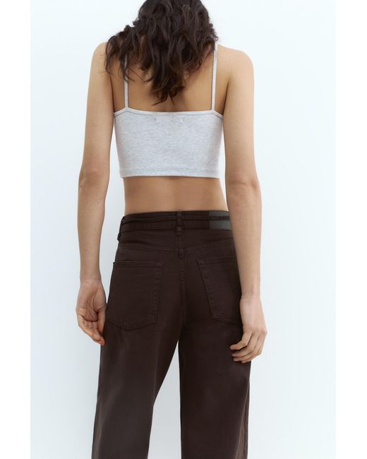 Pull&Bear Brown Baggy Jeans With Drawstring