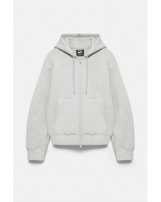Pull&Bear Gray Neoprene-Effect Zip-Up Hoodie for men