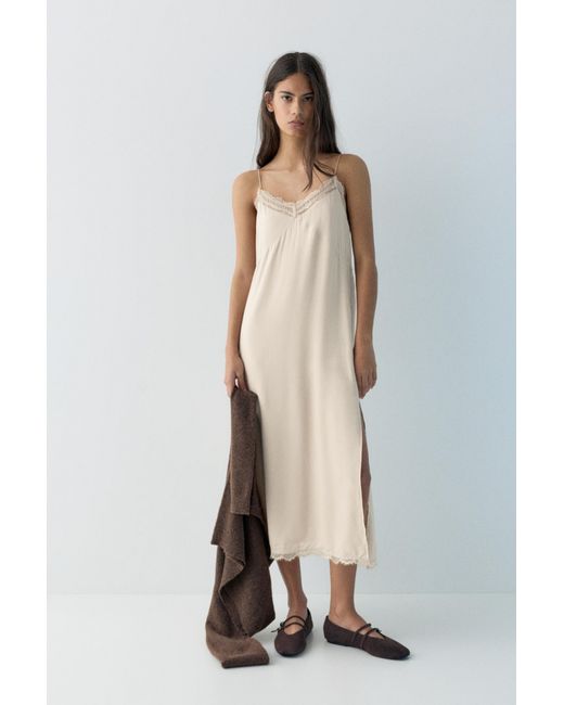 Robe Midi Nuisette Pull&Bear en coloris Natural