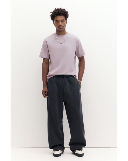 Pull&Bear Purple Basic Short Sleeve Cotton T-Shirt for men