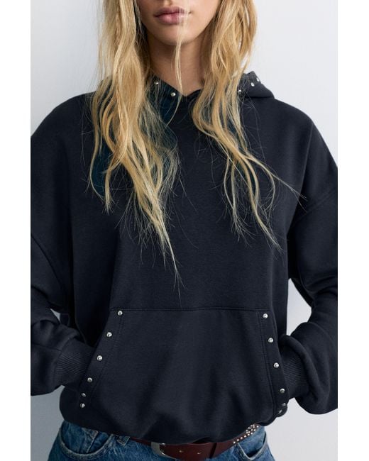Pull&Bear Blue Studded Hoodie