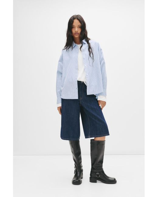 Pull&Bear Blue Popelin-Hemd