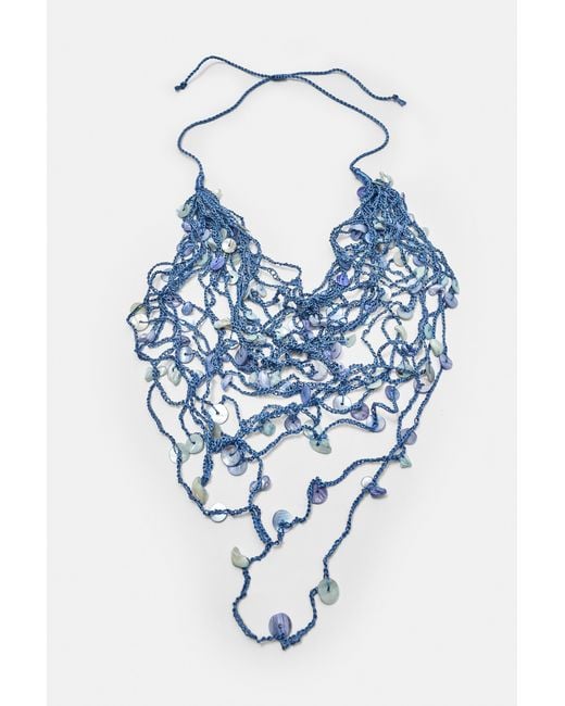 Pull&Bear Blue Mother-Of-Pearl-Effect Multi-Strand Necklace