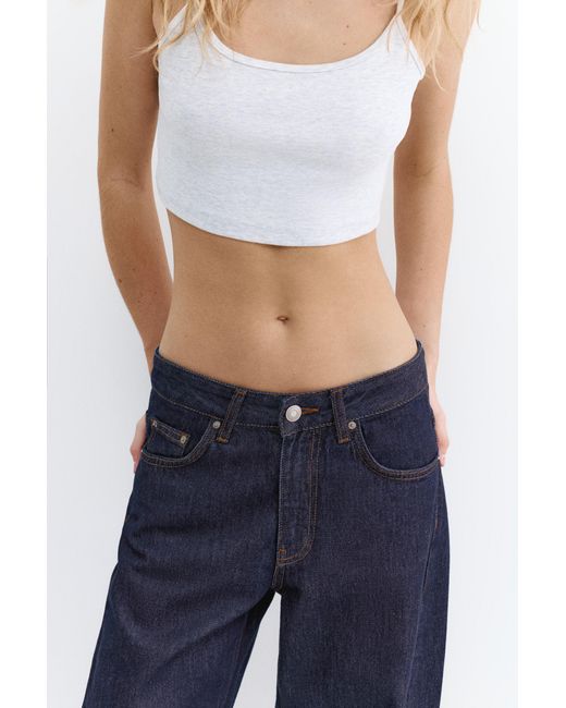 Pull&Bear Blue Low-Rise Barrel Jeans