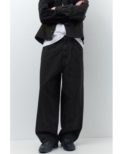 Pull&Bear Black Super Baggy Jeans for men