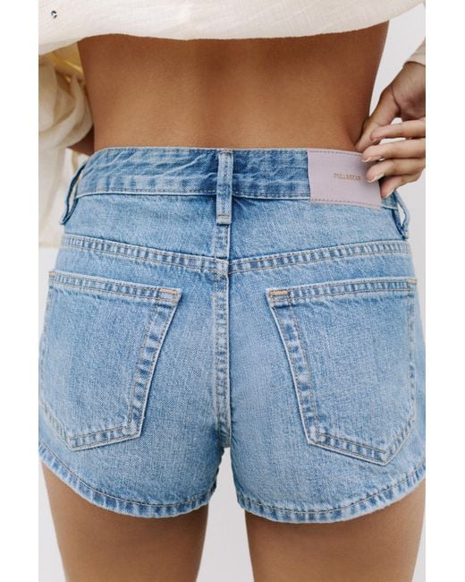 Pull&Bear Blue Low-Rise Denim Mini Shorts