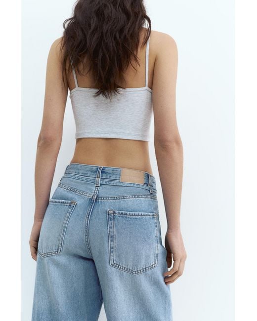 Pull&Bear Blue Baggy Jeans With Drawstring