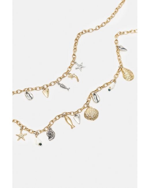 Pull&Bear White 2-Pack Of Pendant Necklaces