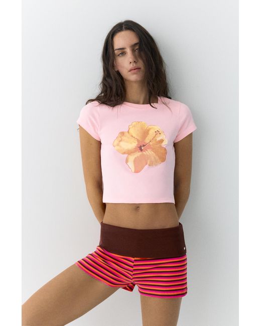 Short À Rayures En Maille Pull&Bear en coloris Red