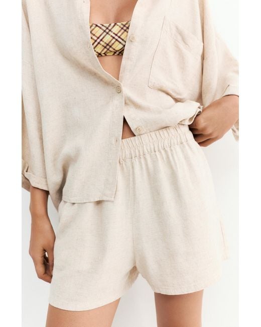 Pull&Bear Gray Linen Blend Shorts