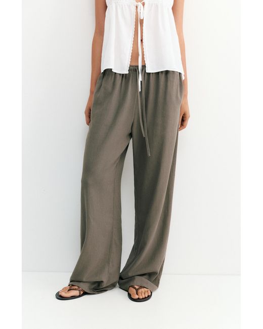 Pull&Bear Multicolor Flowy Trousers With Linen
