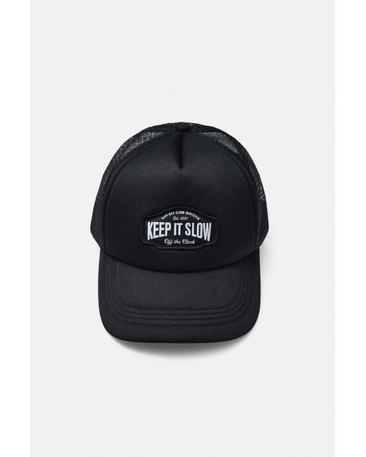 Pull&Bear Black Graphic Trucker Cap for men